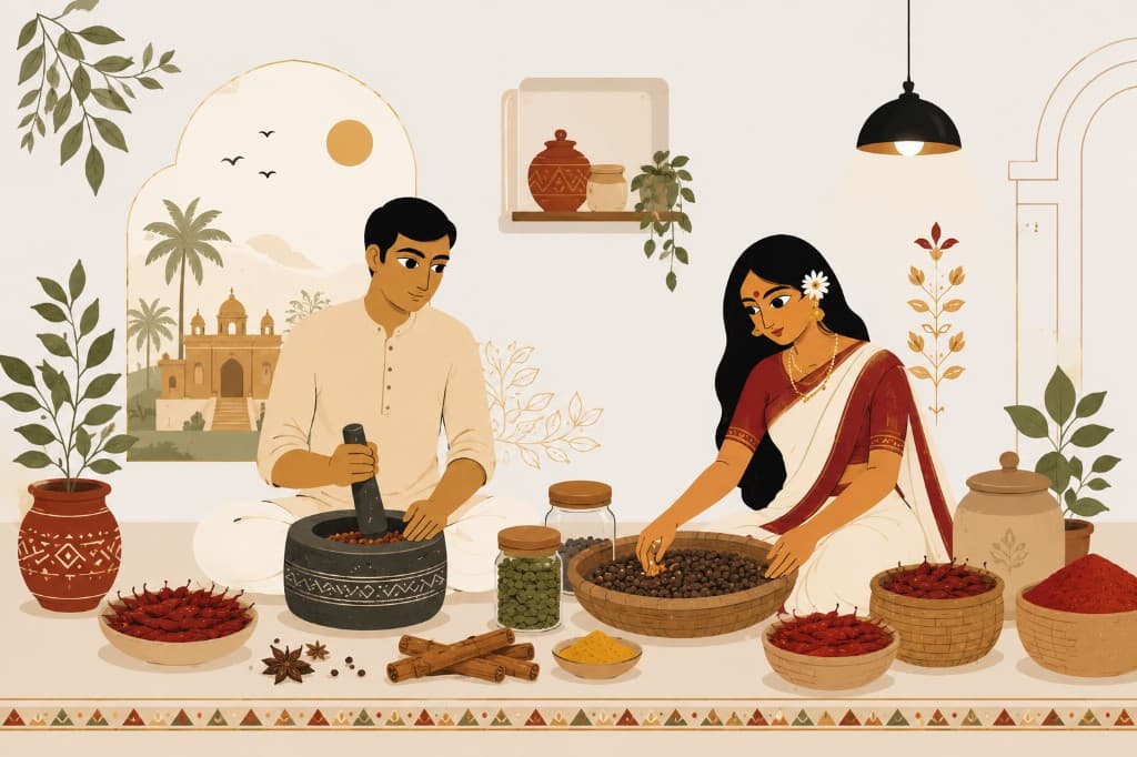 Spices at a traditional Indian market